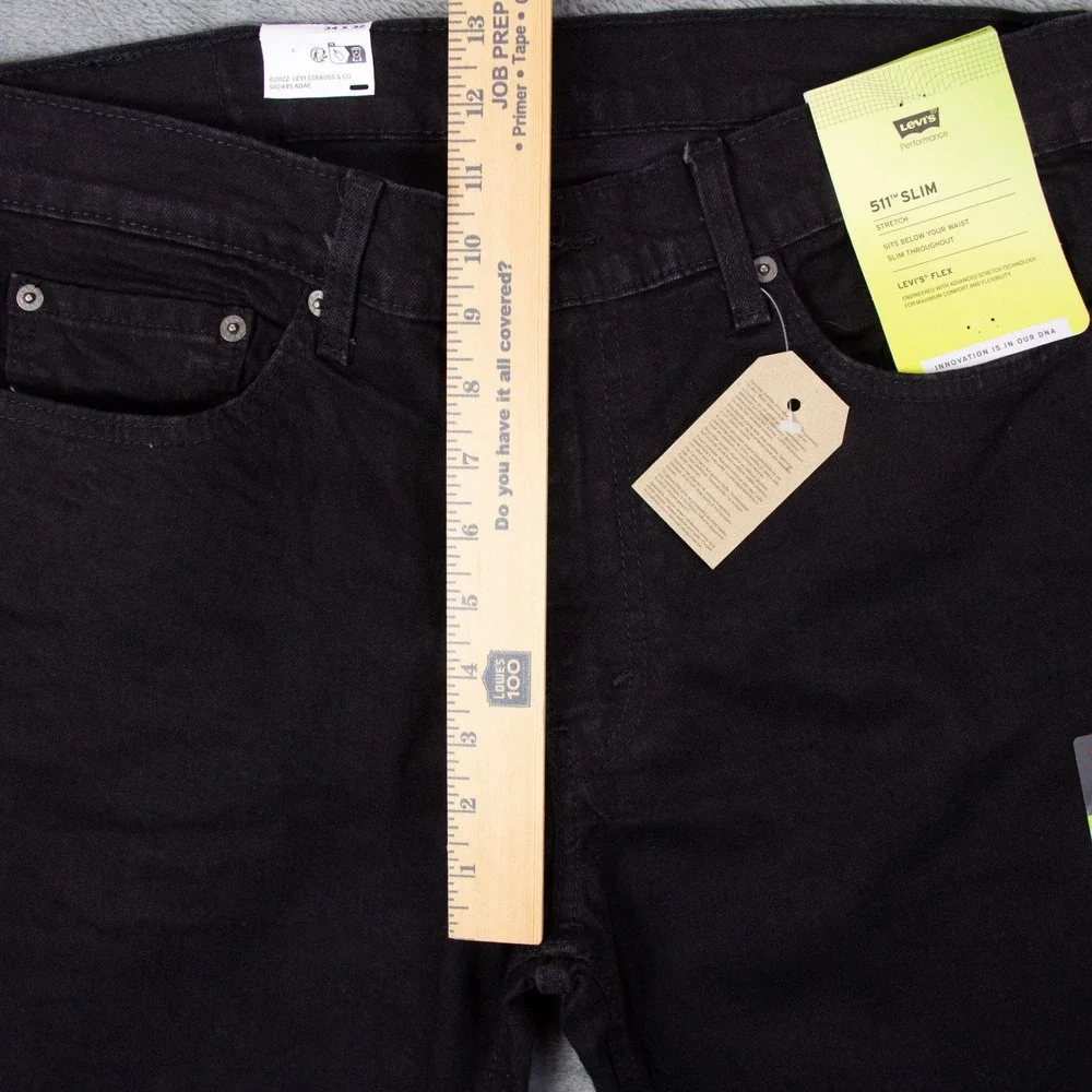 NWT Levis 511 Slim Jeans Mens 34x32 Black Stretch Performance Denim 04511-1907